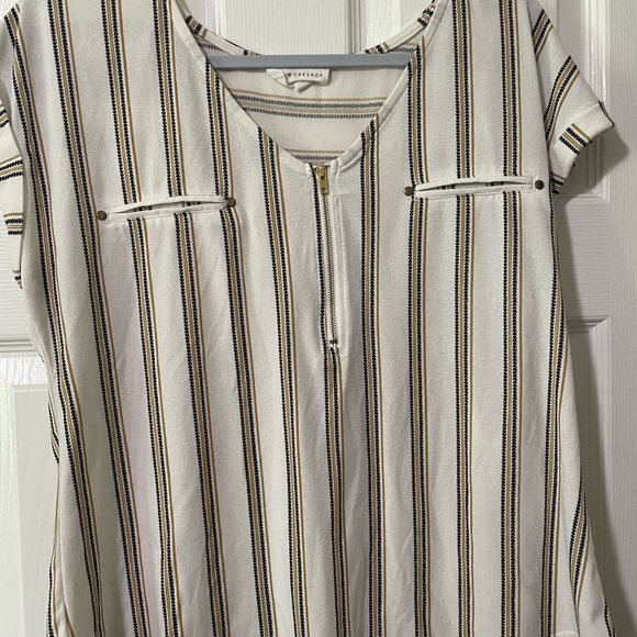 Workshop Republic Clothing Tops - Workshop Republic Clothing White and Black Polo Blouse